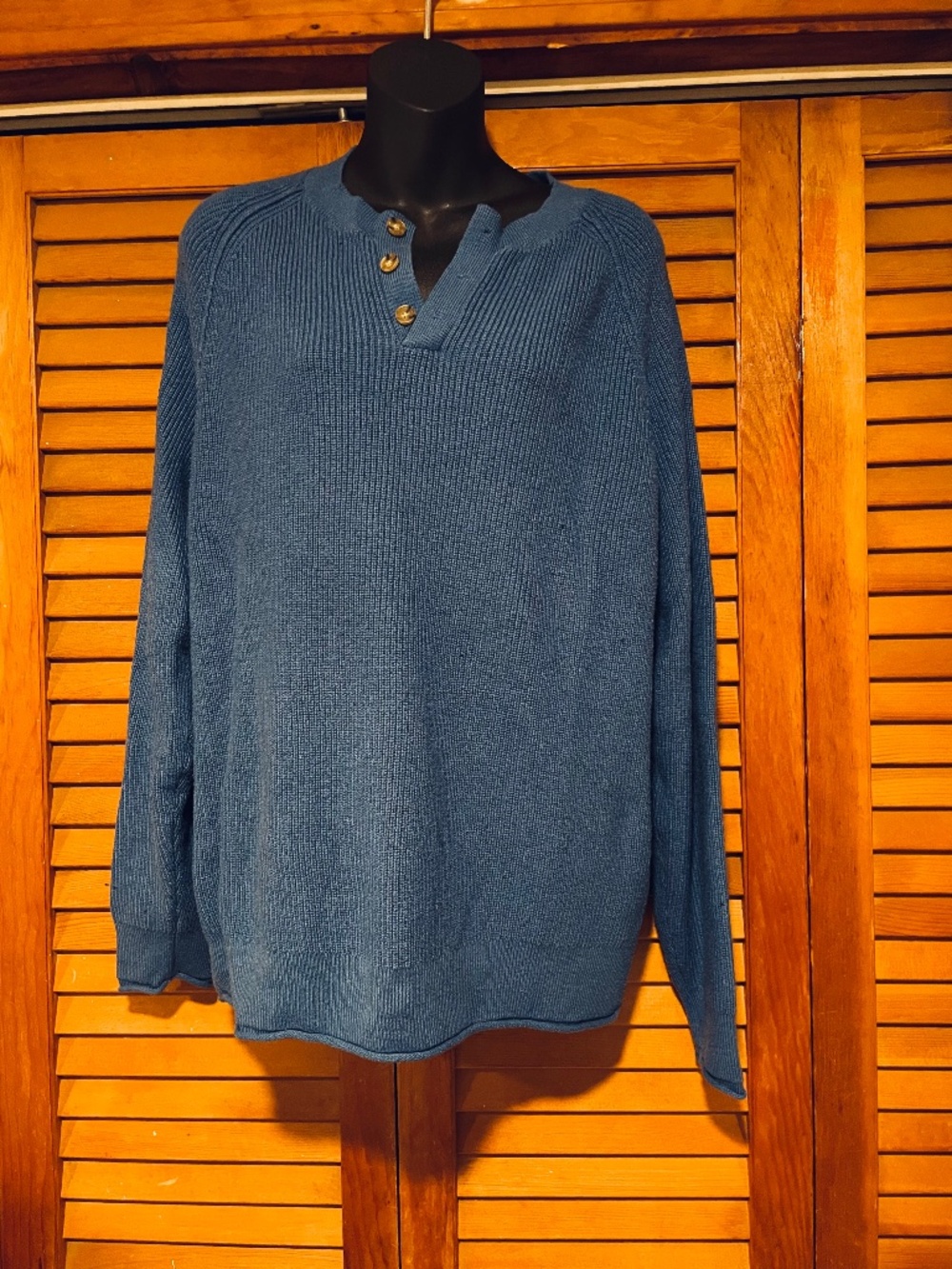 Lucky Brand Men's Blue Henley Pullover Sweater Size L